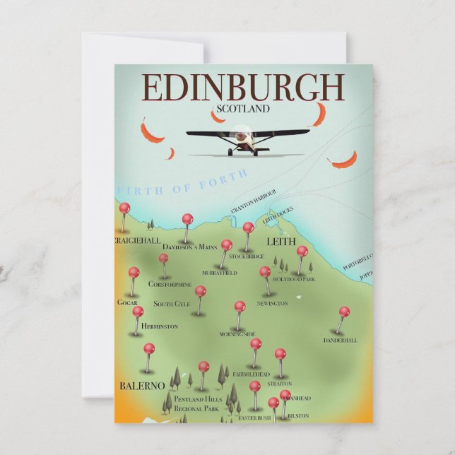 Affiche d'impression de carte d'Édimbourg Écosse d (Dos)