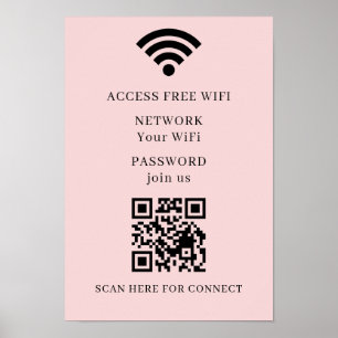Affiche d'impression de code QR WiFi pour se conne