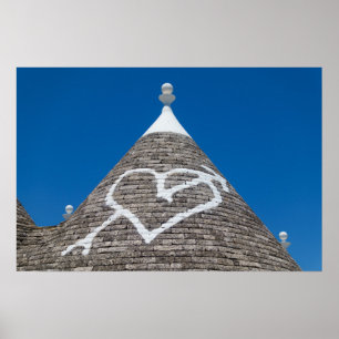 Affiche d'impression du toit de maison trulli