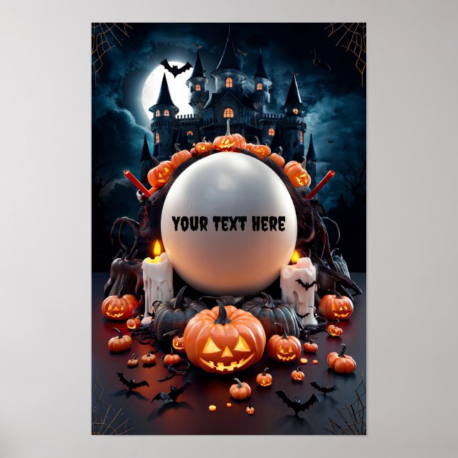 Affiche d'invitation blanche Halloween #5 (Devant)
