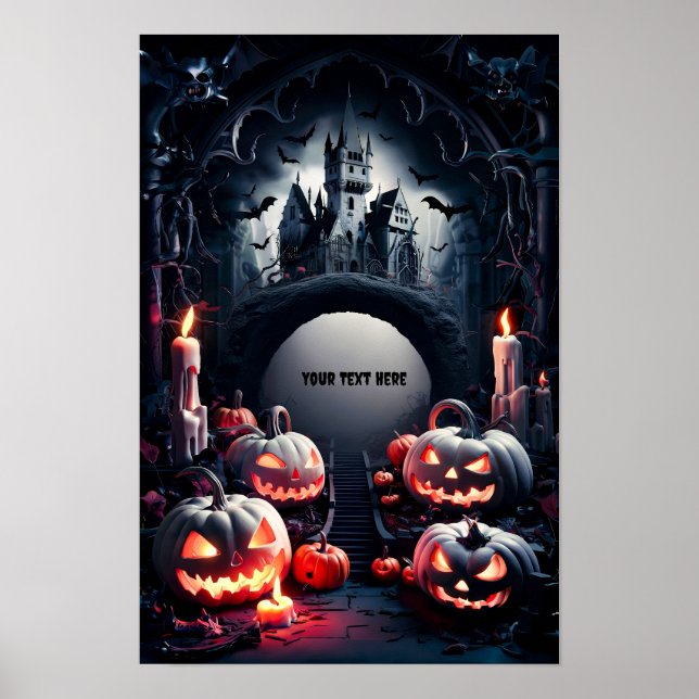 Affiche d'invitation blanche Halloween #9 (Devant)