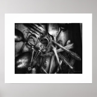 Affiche d'objets usuels Noir et Blanc