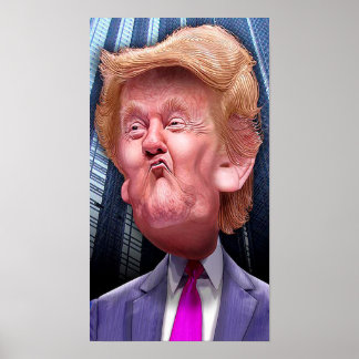 Affiche drôle avec caricature de Donald Trump