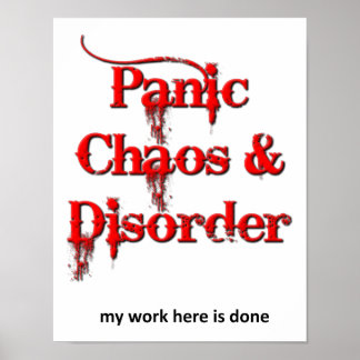 Affiche drôle Chaos Panique et Désordre