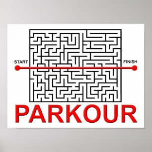 Affiche drôle de labyrinthe de parkour