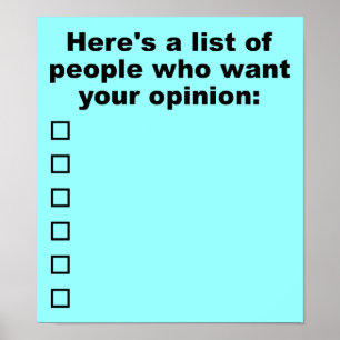Affiche drôle de liste d'opinion