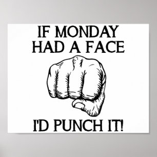 Affiche drôle de lundi à punch