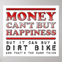 Affiche drôle de moto cross pour acheter du bonheu