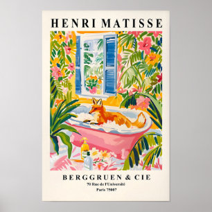 Affiche drôle de renard dans la baignoire, art mur