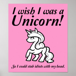 Affiche drôle de signe de coup de licorne
