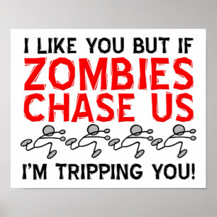 Affiche drôle de zombies qui trébuchent