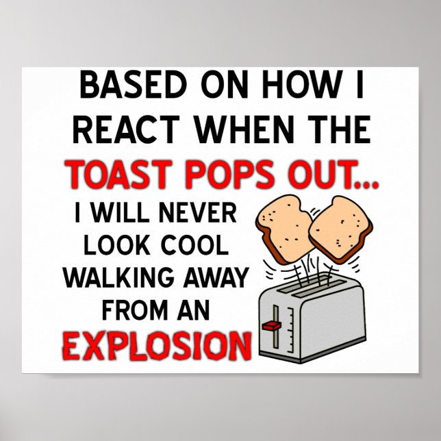 Affiche drôle d'explosion de toast (Devant)