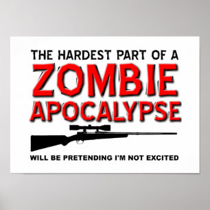 Affiche drôle excitée pour l'apocalypse des zombie