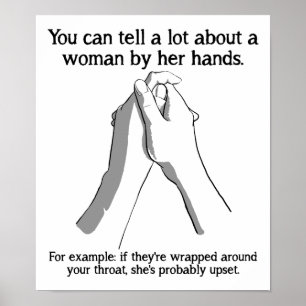 Affiche drôle sur les mains de femme