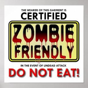 Affiche drôle zombie friendly