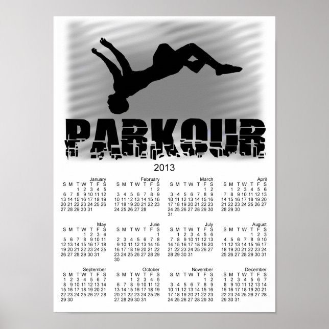 Affiche du calendrier de l'athlète Parkour 2013 (Devant)