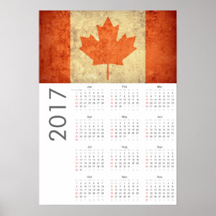 Affiche du calendrier du drapeau de Grunge Canada 