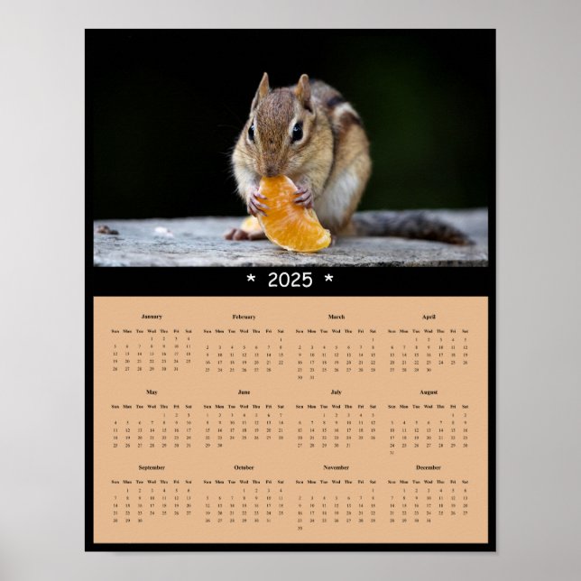 Affiche du calendrier du mur de Chipmunk 2025 (Devant)