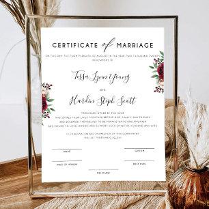 Affiche Du Certificat De Mariage Mariage De Bourgo