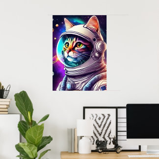 Affiche du chat de l'espace arc-en-ciel - Impressi