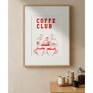 Affiche du Coffee Club | Art mural minimaliste de