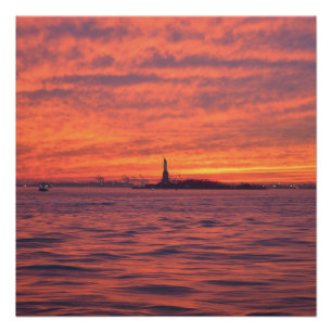 Affiche du coucher de soleil de la statue de la Li