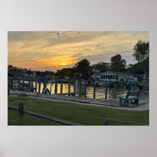 Affiche du coucher de soleil sur la baie