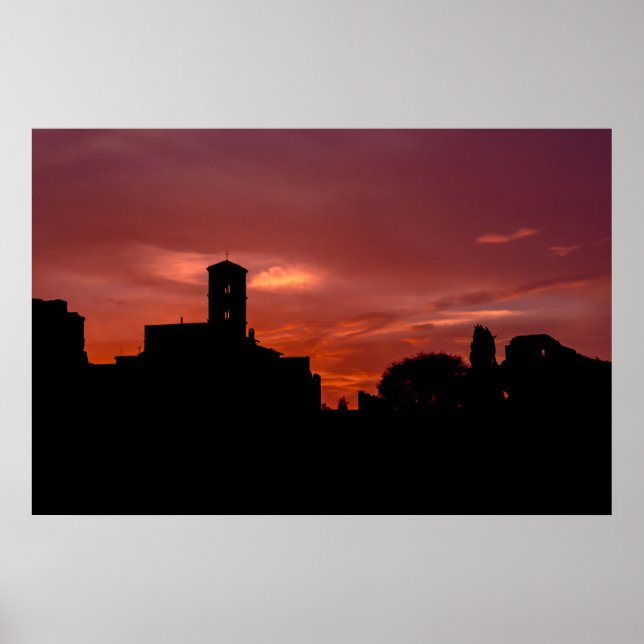Affiche du coucher du soleil à Rome (Devant)