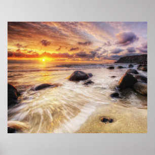 Affiche du coucher du soleil en mouvement