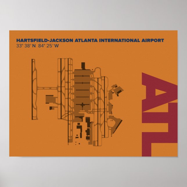 Affiche du diagramme de l'aéroport d'Atlanta (ATL) (Devant)