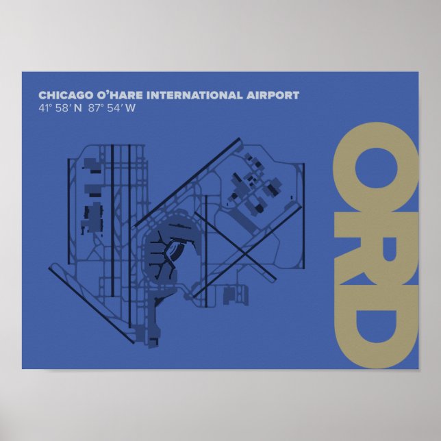 Affiche du diagramme de l'aéroport de Chicago O'Ha (Devant)