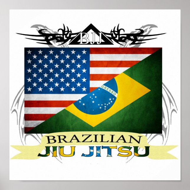 Affiche du drapeau brésilien Jiu JItsu (Devant)