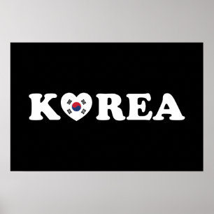 Affiche du drapeau coréen Love Heart