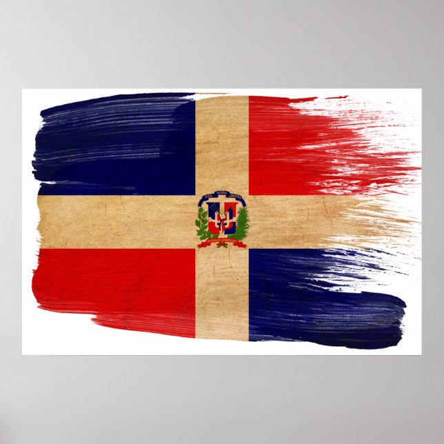Affiche du drapeau de la République Dominicaine (Devant)