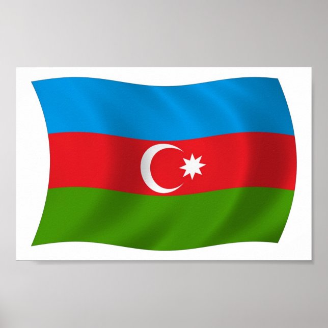 Affiche du drapeau de l'Azerbaïdjan (Devant)