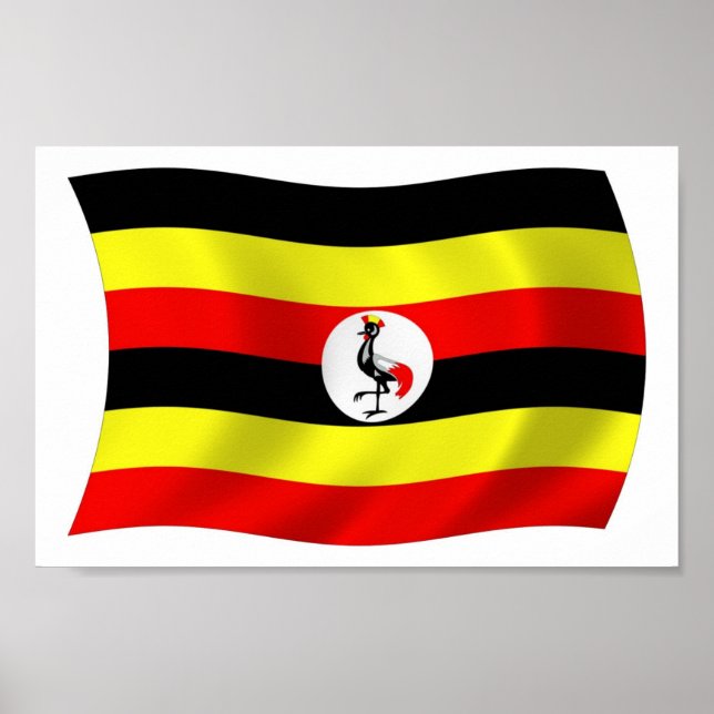 Affiche du drapeau de l'Ouganda (Devant)