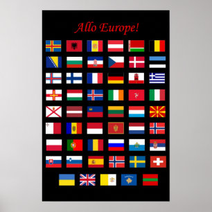Affiche du drapeau des pays européens