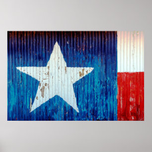 Affiche du drapeau du Texas en métal ondulé