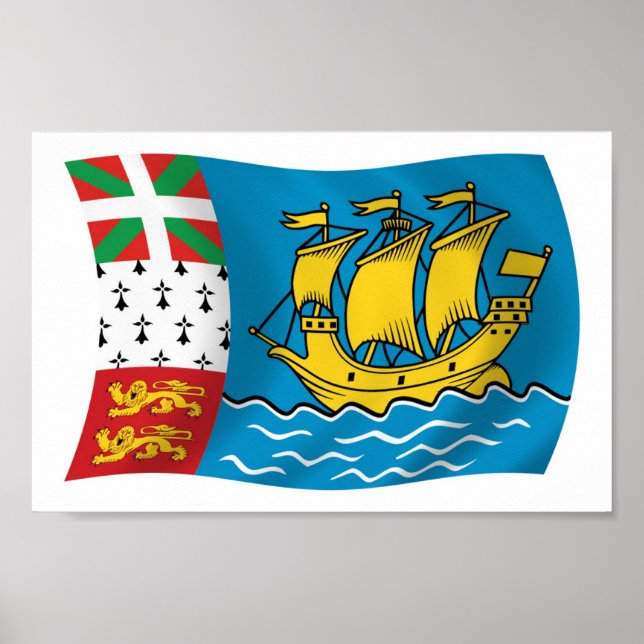 Affiche du drapeau Saint-Pierre-et-Miquelon Imprim (Devant)