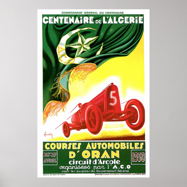 Affiche du Grand Prix d'Algérie 1930 (Devant)