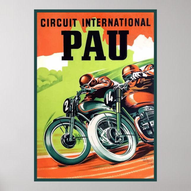 Affiche du Grand Prix Moto de Pau 1951 (Devant)