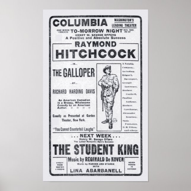 Affiche du journal de théâtre Raymond Hitchcock 19 (Devant)