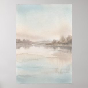 Affiche du lac brumeux bleu doux