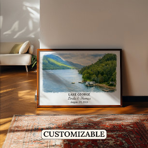 Affiche du lac George New York, Aquarelle, Sur mes