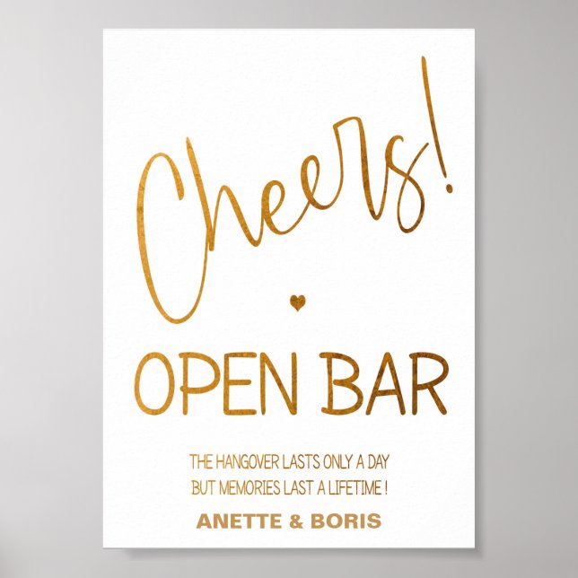 Affiche du mariage de bar ouvert 5x7 (Devant)