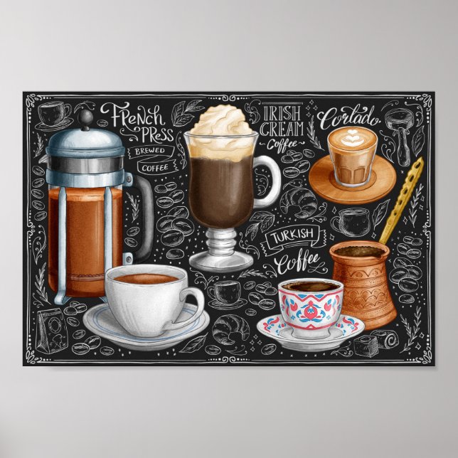 Affiche du menu de café (Devant)