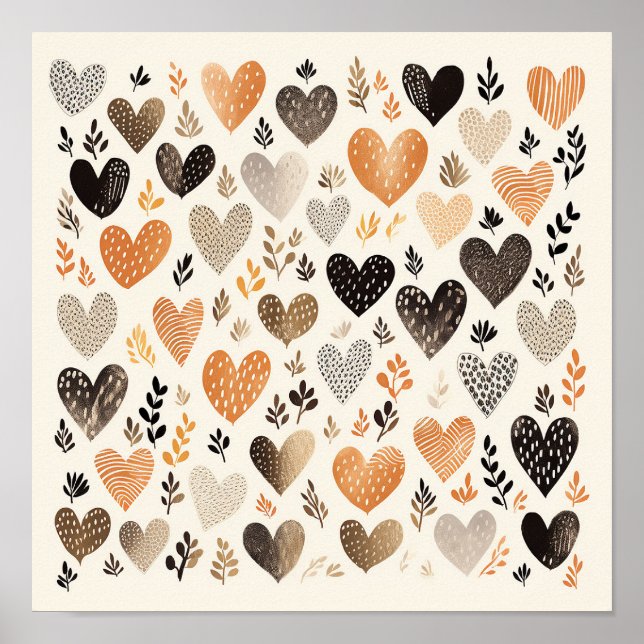 Affiche du Motif du Coeur folklorique scandinave (Devant)