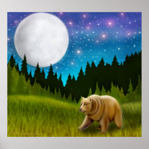 Affiche du nord d'ours gris de lune