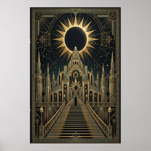 Affiche du Palais de l'Éclipse Totale Art Déco   V