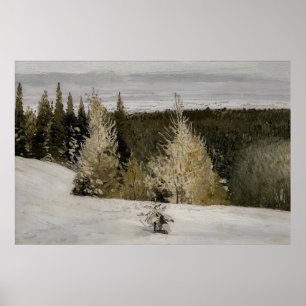 Affiche du paysage de la forêt d'hiver